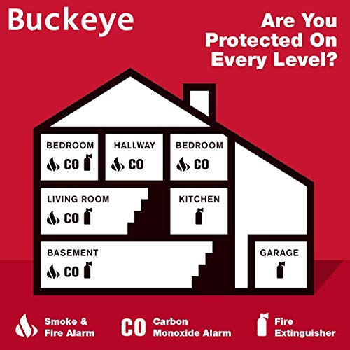 5Lb Type ABC Dry Chemical 2-A:10-B:C Fire Extinguishers Buckeye with 2 Wall Hooks, 2 - Yellow Inspection Tags and Signs (2 Pack)