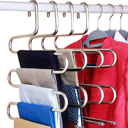 DOIOWN S-Type Stainless Steel Clothes Pants Hangers Closet Storage Organizer for Pants Jeans