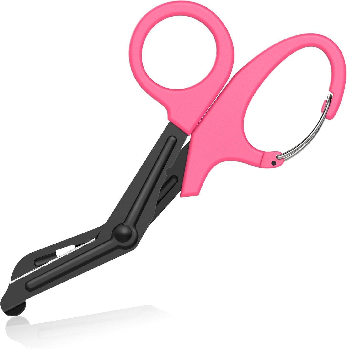 Imkrc Pink Titanium Bandage Shears Scissors Emt And Trauma Shears, Bent Stealth Black Coated For Nurses, Students, Emergency Room (, 19Cm)