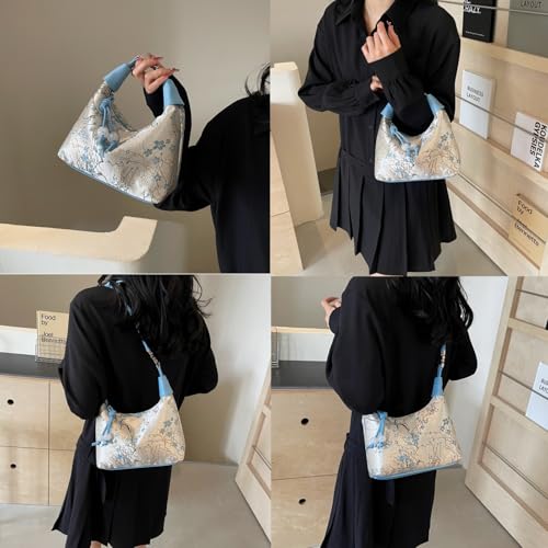 Image of Crescent Crossbody Shoulder Bag, Tote Handbag for Women, Sling Hobo Purse with Chain Strap
