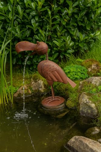 Blümelhuber Wasserspeier Raben Figur Teich Wasserspiel Garten Dekoration, für Springbrunnen Außenbereich oder Teich Deko Miniteich