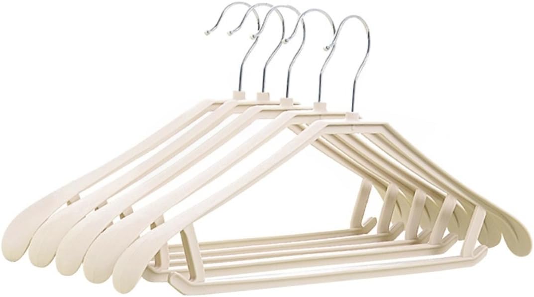 Zerodeko 10pcs Non-Slip Suit Hangers Plastic Clothes Hangers for Coats Shirts and Sweaters Chrome-Plated Hook Space-Saving Design Khaki