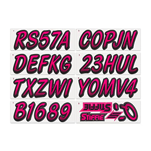 Image of STIFFIE Whipline Berry /Black 3 inch Boat & PWC Registration Decals • Numbers Letters Stickers
