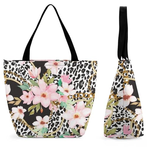 Sac de shopping pour voyage fleur léopard le cabas idéal pour vos weekends
