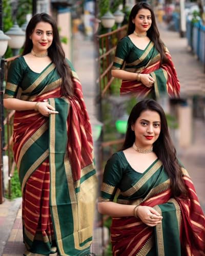 Image of Yashika Women's Woven Printed Kanjivaram Banarasi Art Silk Saree Saree with Unstitched Blouse Material - Suitable for All Indian Weddings and Festivals