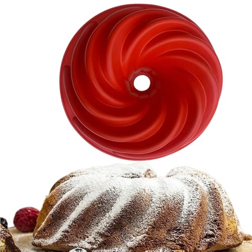 SHUYUNGE Spiral Cake Mold Trays Fluted Round Silicone Baking Molds Pan-Food Grade Baking for Mousse, Jelly,Ice Cream Chiffon Cheesecake Chocolate Brownie Fondant Shaped Cake