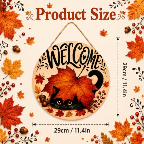 Image of Fall Decor - Autumn Welcome Sign for Front Door | Thanksgiving Decorations
