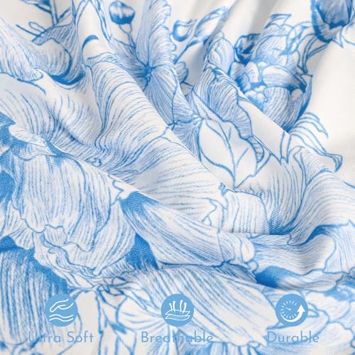 Image of DILIMI Fitted Crib Sheets for Baby Boys and Girls, Ultra-Soft Breathable Baby Crib Sheet Fits Standard Crib and Toddler Mattress, Blue Floral