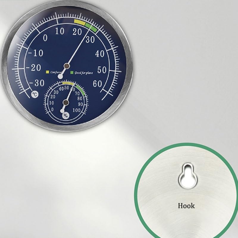 Metal Stainless Steel Casing Wall-Mounted Temperature Humidity Meter Mechanical Hygrometer