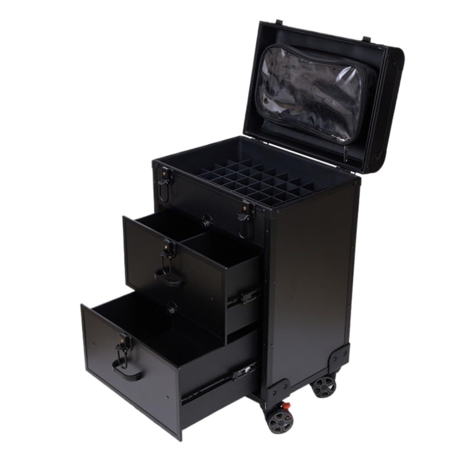 Estética Estuche De Maquillaje con Ruedas Y Cerradura For Salón, Carrito Peluquería, Organizador Viaje, Herramientas Carrito(Black)