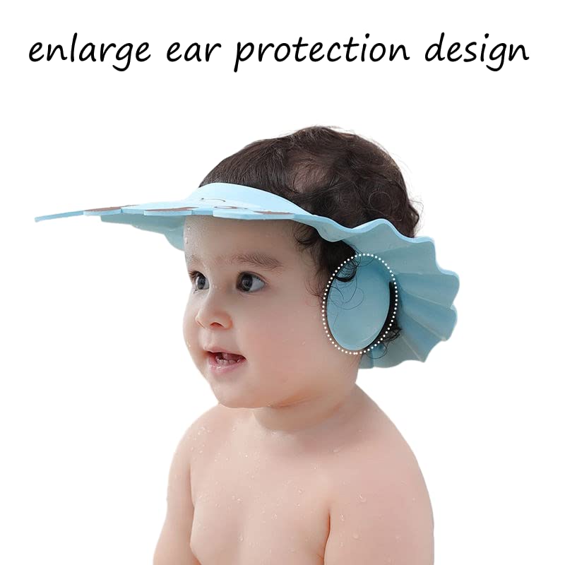 Miniatura 3 de Gorro de champú para bebé, impermeable, gorra de baño ajustable con silenciador de orejas para bebés y niños pequeños