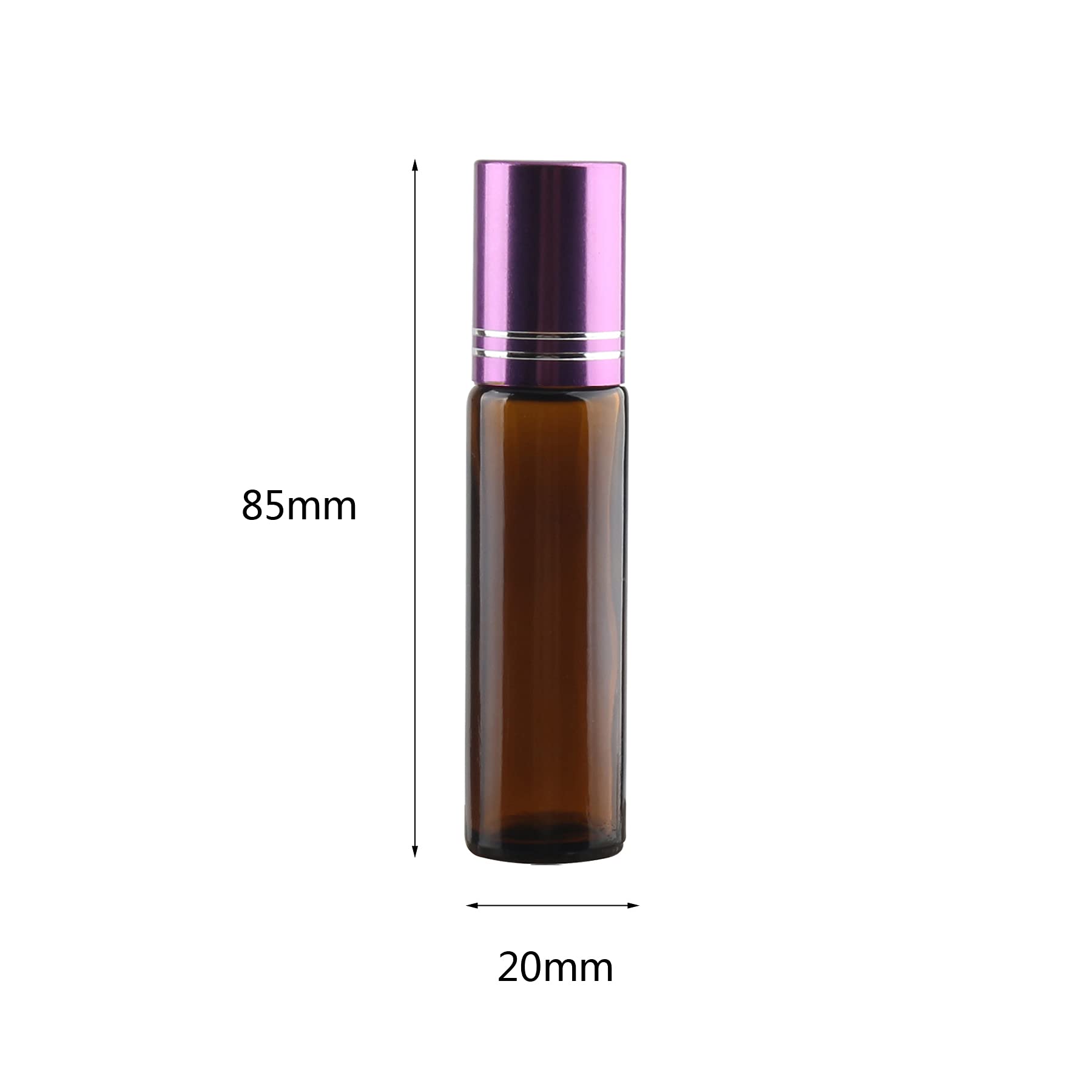 24 Stück Leere 10ml Braun Glas Roller Flaschen mit Lila Alu Schraubverschluss, Roll-On Glasflaschen mit Glasroller für Ätherische Öle Essential Oil mit Trichter Öffner