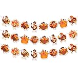 Guirlande de 3 bannières de dinde pour décorations de Thanksgiving, pré-assemblée, 8 motifs de dinde pour décoration murale, de cheminée et de fête | Décorations de Thanksgiving de style ferme