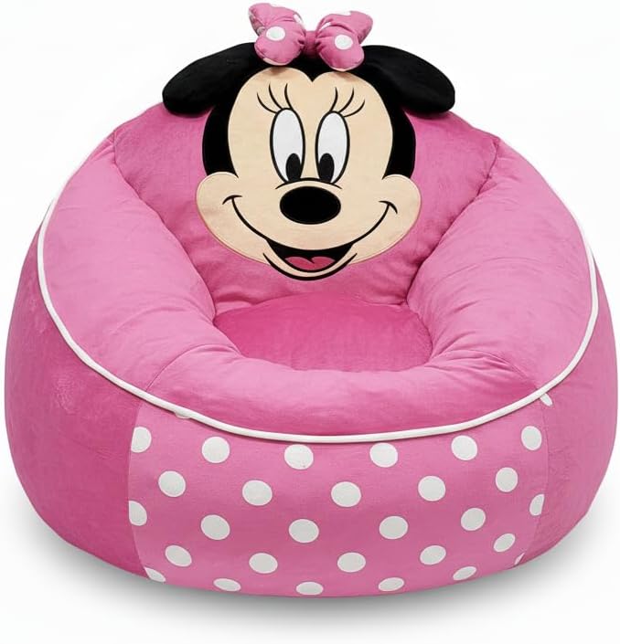 Disney Stitch Kids Foam Filled Bean Bag Chair, Soft Plush Character Lounge Seat for Bedroom or Playroom