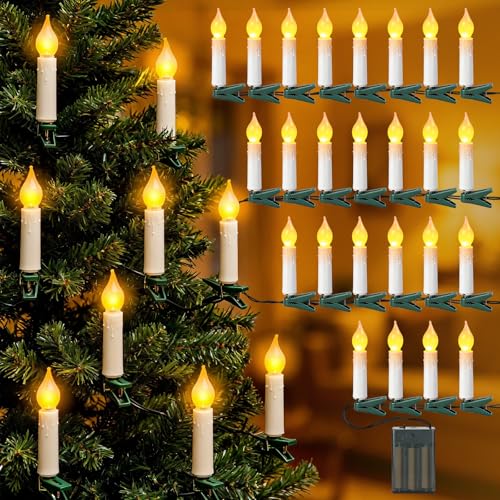Aigostar Lichterkerzen Weihnachtsbaum mit Akku 5m Kerzen Lichterkette...