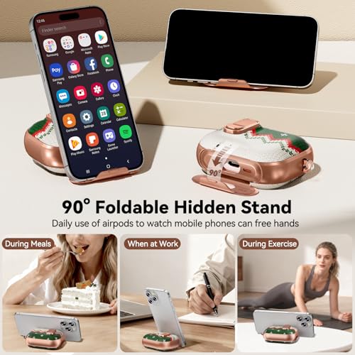 Image of for AirPods Pro 3 Case 2025 with Safety Lock-Green Checkered | As Phone Stand, for Women Girly, with Keychain & Cleaner Kit,Two-Piece Design,Support Wireless Charging,Clear TPU+PC Material