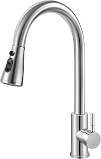 Comprar Grifo de cocina de alta presión con ducha extraíble, grifo mezclador extensible, grifo de cocina con 3 funciones de pulverización, giratorio 360°, acero inoxidable