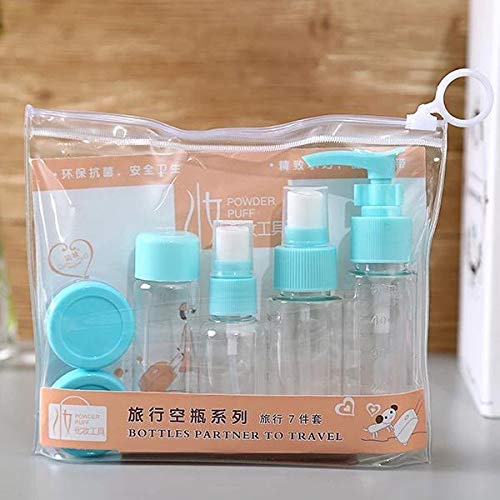 Top Select Portable Travel Cosmetics Bottles Plastic Pressing Spray Bottle for Makeup, Toiletries Liquid Containers (7 Pcs/Set, Multi Colour)-image-1