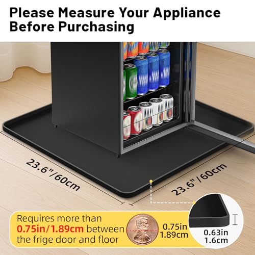 Image of NAMTSO Mini Fridge Silicone Mat, 24 inchx24 inch Floor Protector Drip Tray, Black | Waterproof & Non-Slip Water Cooler Mat, Soft Silicone Tray for Ice Maker, Humidifier & Coffee Maker, Portable AC Drip Pan