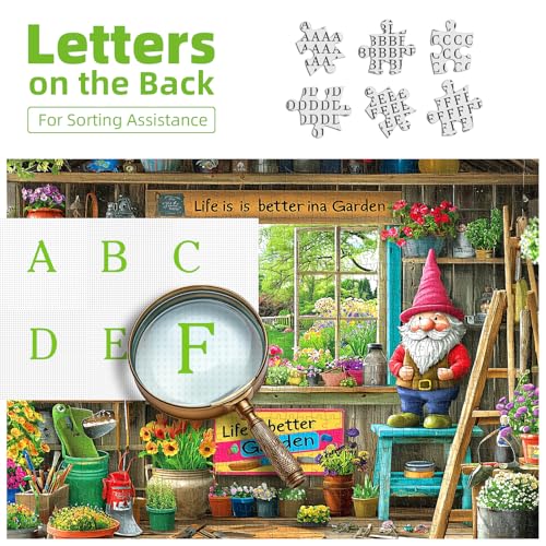 Garden Shed Scene 500 Piece Puzzle for Adults Gardening Tools Whimsical Garden Gnome Vibrant Flowers Decor Jigsaw Puzzle Fun Family Puzzles Gift for Adults Seniors（ 23"x15"） - image 3