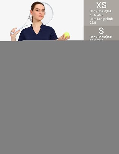 Vista 6 de MIER Camisetas polo de golf para mujer, sin cuello, manga corta, para tenis, correr, cuello en V, camiseta de verano refrescante