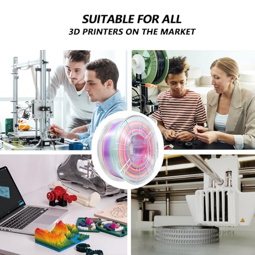 Image of iBOSS Silk Candy Rainbow PLA+ Filament, 1kg Neatly Wound 3D Printer PLA Plus Filament 1.75mm+ / -0.02mm, Fast Color Change Each 8 Meters, Suitable for Most FDM Printers(Silk Candy Rainbow)