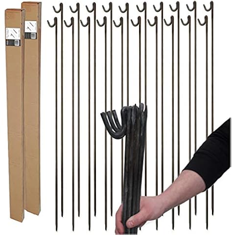 20 Pack of Strong 10mm Steel Fencing Road Pins 1.25m High for Temporary Barrier Fencing and Garden Netting Cover