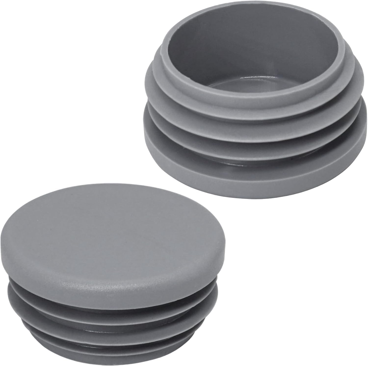 (Pack of 2) Round Tube Inserts 2-1/2", Fence Post Plugs, Black Plastic Tube End Caps, Pipe Plugs, Jet Black RAL 9005