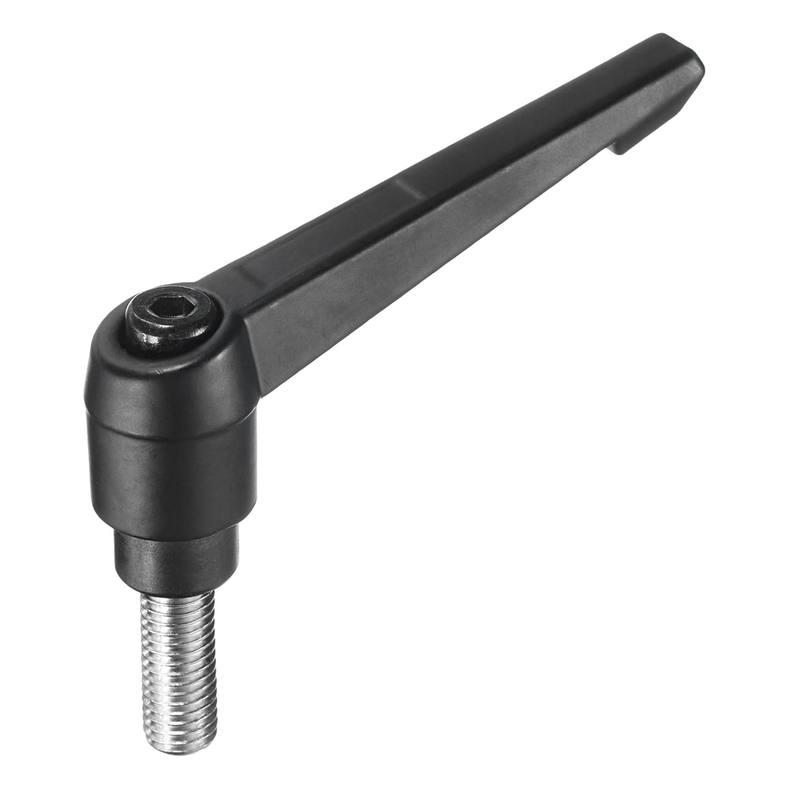 uxcell Adjustable Clamping Lever Handle M10 x 25mm Metric 304 Stainless Steel Male Threaded Stud Hand Knobs Push Button Ratchet Rotating Screw Handles Bolts with Locking Lever Black