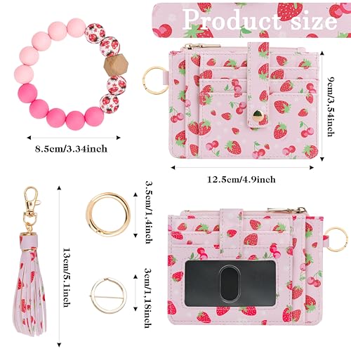 Image of KNGITRYI Wristlet Wallet for Women,RFID Keychain Wallet with Beaded Strap | 8 Card Slots,ID Window,Zipper Pocket,Leather Tassel,Compact Design