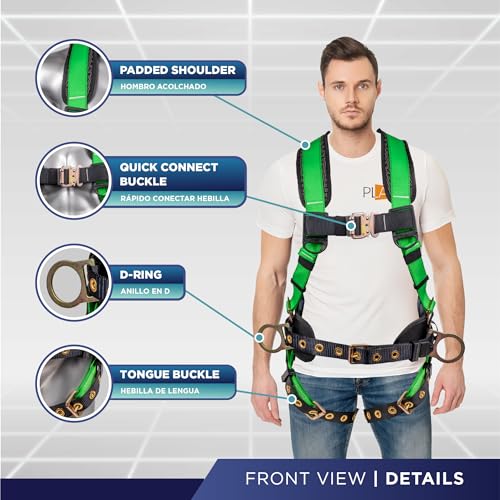 Image of Palmer Safety Hammerhead 5pt Safety Harness Back Padded, QCB Chest, Tongue Buckel Legs Straps, Back & Side D-Rings