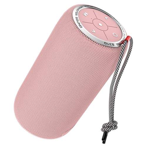 Monster S310 Upgraded Bluetooth Speaker, 30W Portable Speaker, 360° Stereo Sound with Punchy bass, TWS Pairing, IPX6 Waterproof, Bluetooth 5.2, 24H Playtime, Perfect for Home, Outdoor, Beach, Pink