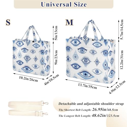 Blue Evil Eyes Corduroy Tote Bag for Women Hobo Crossbody Bag Purse Stylish Shoulder Handbag Messenger Bags, S3