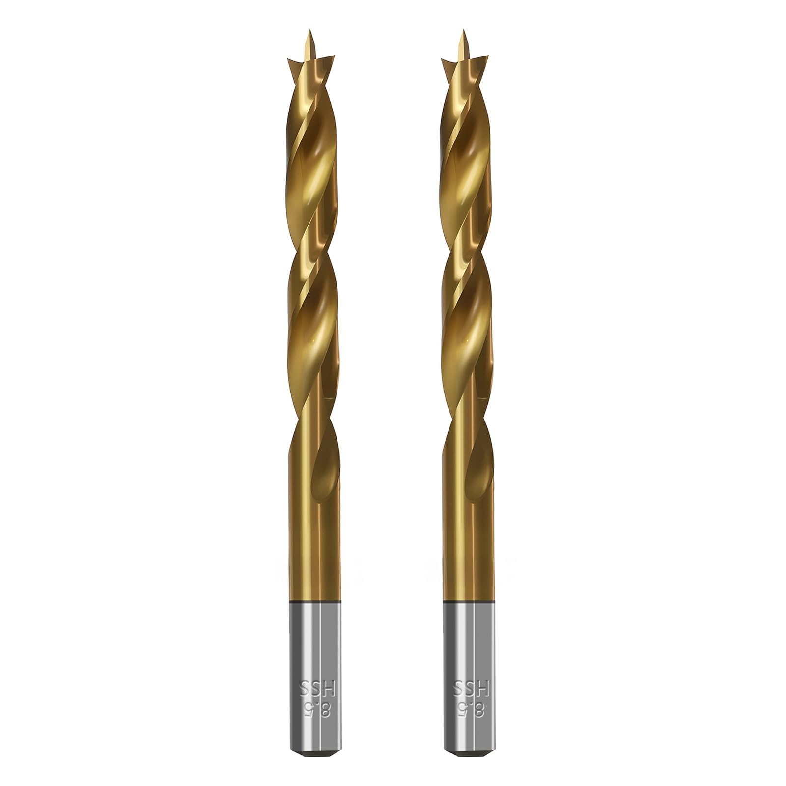 Brad Point Wood Drill Bits for Woodworking, 8.5mm (21/64") Brad Point Drill, High Speed Steel Metric Brad Point Drill Bits with Double Flutes Design for Soft & Hard Woods MDF Acrylic, 2 Pcs