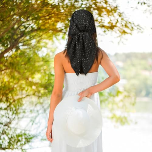 Women's Flower Embroidery Head Scarf Large 31.5 Inch Headband Sheer Hair Bandana for Women Girls2