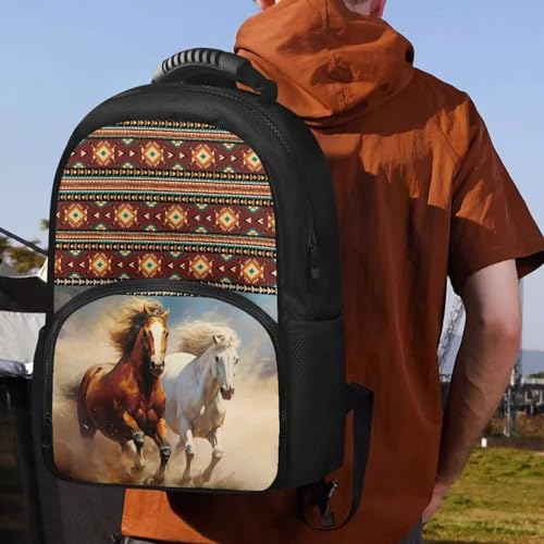Aztec Western Horse Lunch Box Backpack for Women Insulated Lunch Backpack Men Boho Cooler Lunch Bag Work Laptop Backpacks With Cooler Compartment Cool Gifts for Nurses College Teacher Brown4