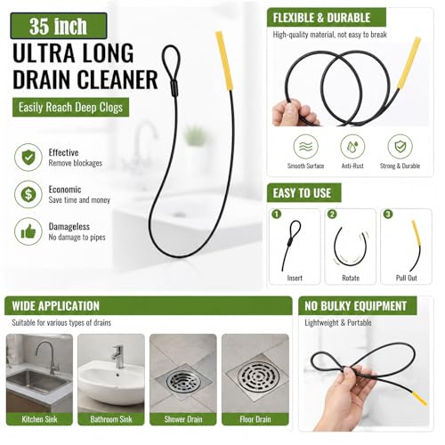 Serpent de débouchage flexible 86cm pour canalisation évier et douche - 7