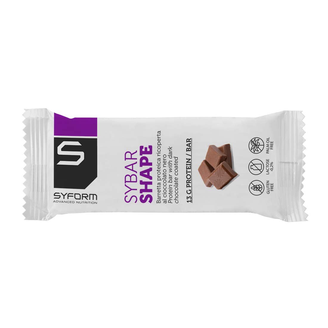 SYFORM SYBAR SHAPE BARRETTA PROTEICA con Cioccolato Nero CACAO, 20 Barrette proteiche 28% di proteine, gluten free, lactose <0,2%, palm oil free Spezza fame e sostitutivo pasto