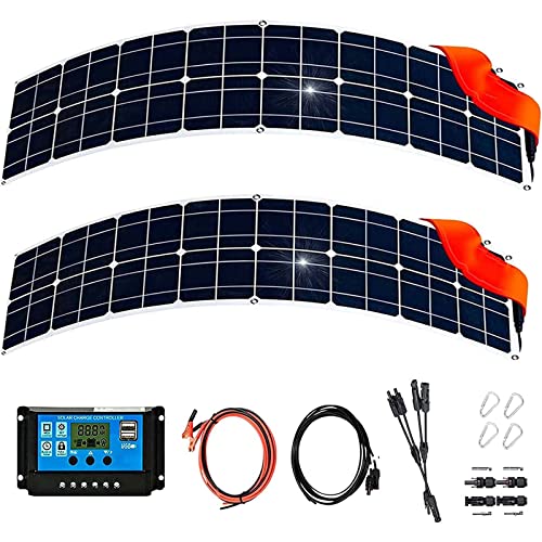 Paneles solares de 500 W, 2 paneles solares flexibles de 250 W con controlador de carga de 40 A para instalación de 12 V-24 V en superficies irregulares