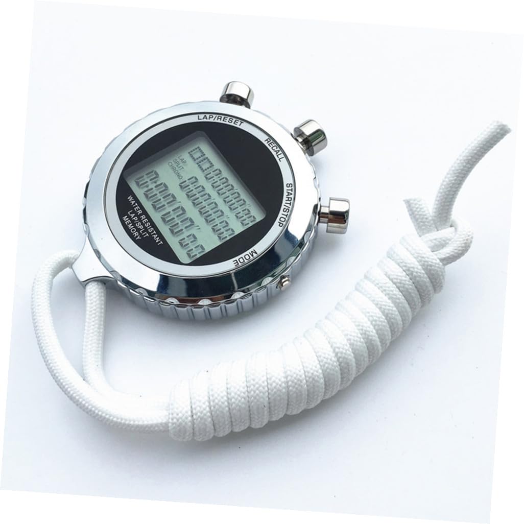 Hohopeti Cronómetro Digital Portátil con Cronógrafo LCD 3 Niveles y 30 Pistas Temporizador Electrónico para Entrenamiento Deportivo y Atletismo 1 Unidad con Correa Ajustable