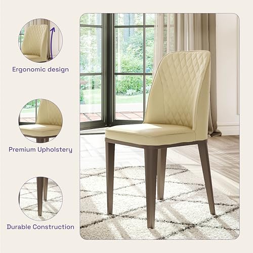 Image of Wakefit Venza Metal Dining Chair - Robin Beige