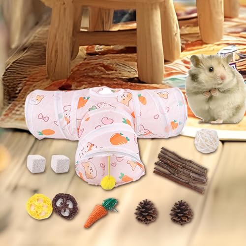 Tunnel pour petits animaux et espace de jeu interactif pour hamster heureux - 3