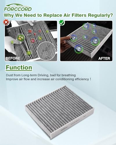 Image of Cabin & Engine Air Filter Fit for 2022-2026 Toyota Tundra 3.5L, 2023-2026 Sequoia 3.5L Activated Carbon Cabin Filter Replacement 17801F4010 87139-50110 Accessories