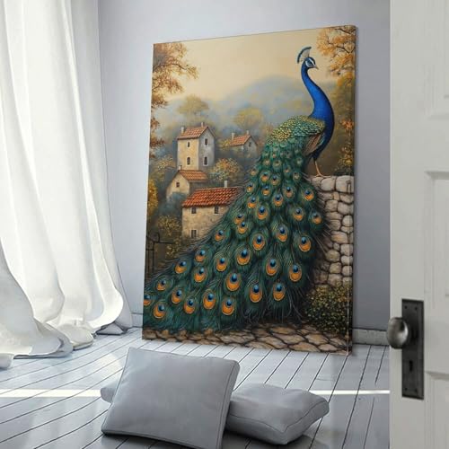 Impression sur toile paon premium 40x60cm tableau moderne - 3