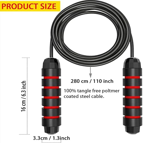 Miniatura 4 de Paquete de 2 cuerdas de saltar, cable de cuerda para saltarcuerda con rodamientos de bolas para mujeres, hombres y niños, cuerda de saltar de acero
