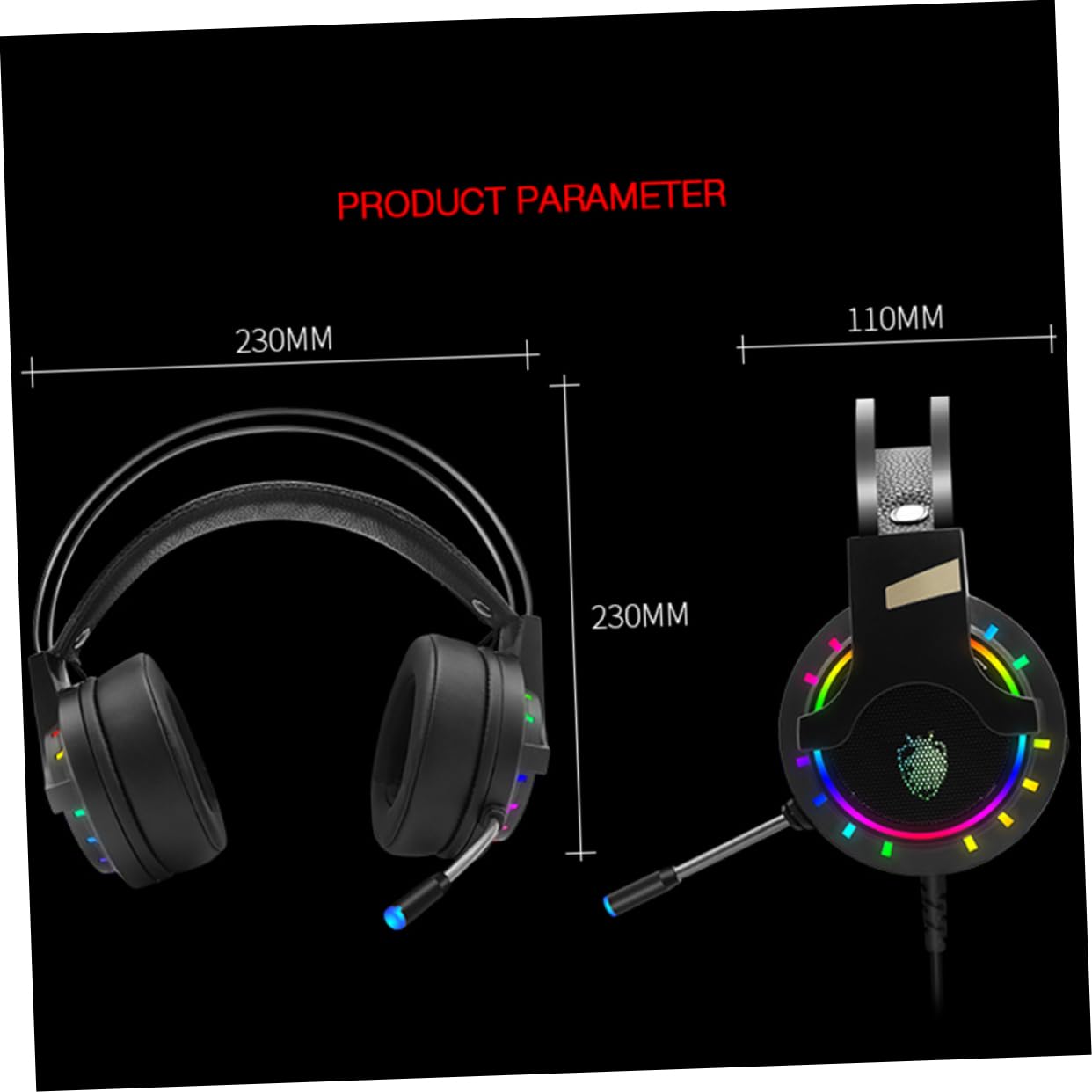 Rgb Cuffie Gaming Comode da Indossare Suono Chiaro, USB 7.1 con Microfono, e Riduzione del Rumore per PC e Giochi