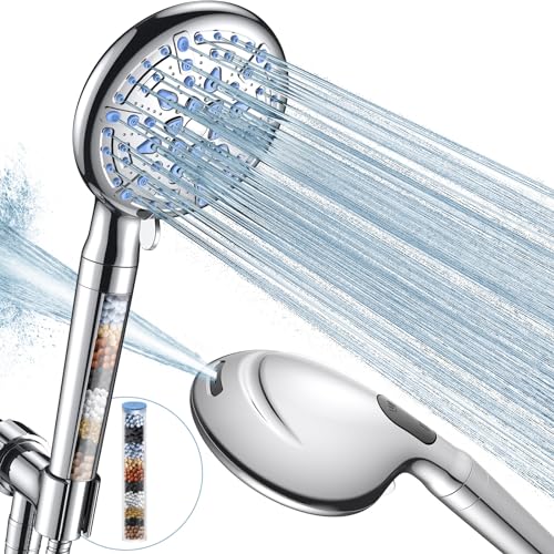 Veken Filtered Shower Head with Handheld, High Pressure 9 Spray Modes Showerhead, 10 Layer Filters for Purified Cleansing, Hard Water Softener with 70