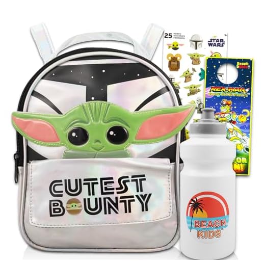 Mochila Baby Yoda para niñas y niños, paquete con mochila Baby Yoda de 12 pulgadas, botella de agua, calcomanías y más | Mini mochila de Star Wars para mujer, Mochila pequeña Baby Yoda, Baby Yoda