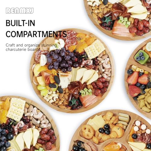 Image of Renmxj Large Round Charcuterie Boards with Lid, Cheese & Serving Tray