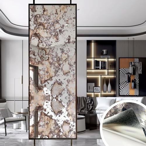 LiveInUrban Vintage Foxed Silver Rusts Antique Chrome Reflective Style Wallpaper, Grunge Peel and Stick Contact Paper for Wall Furniture Vanity Dresser Home Decor, 22.83'x78.74'